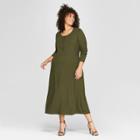 Women's Plus Size Button-down Rib Midi Dress - Who What Wear Olive (green)
