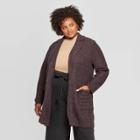 Women's Plus Size Long Sleeve Open Layering Textured Coatigan - A New Day Light Gray Heather X