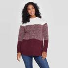 Maternity Striped Long Sleeve Cable Colorblock Pullover - Isabel Maternity By Ingrid & Isabel Burgundy/sour Cream Xs, Women's, Red