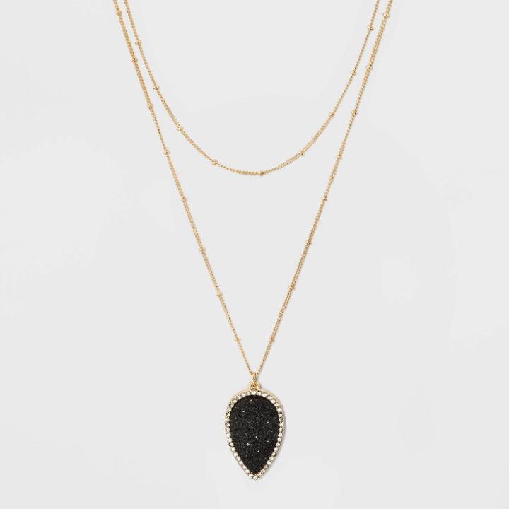 Sugarfix By Baublebar Teardrop Druzy Pendant Necklace - Black, Women's
