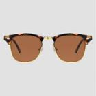 Women's Flat Top Clubmaster Shiny Sunglasses - A New Day Brown