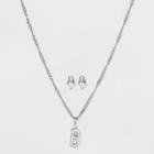 Silver Plated Cubic Zirconia 'b' Initial Earring And Pendant Necklace Set - A New Day