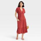 Women's Short Sleeve Knit Tiered Dress - Knox Rose Rust