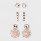 Stud Earring Set Of 3 - A New Day Rose Gold/clear