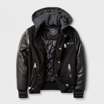 Explorer By Urban Republic Wool Blend Varsity Bomber Jacket - Black 14-16, Boy's,