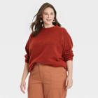 Women's Plus Size Slouchy Mock Turtleneck Pullover Sweater - A New Day Rust