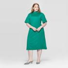 Women's Plus Size Elbow Sleeve Cowl Neck Midi Dress - Who What Wear Green Apple