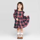 Oshkosh B'gosh Toddler Girls' Long Sleeve Plaid Dress - 12m, Toddler Girl's, Black Red