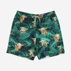 Men's 7 Star Wars: The Mandalorian Elastic Waist Baby Yoda Swim Shorts - Dark Green