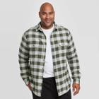 Mens Tall Standard Fit Long Sleeve 2-pocket Flannel Button-down Shirt - Goodfellow & Co Green