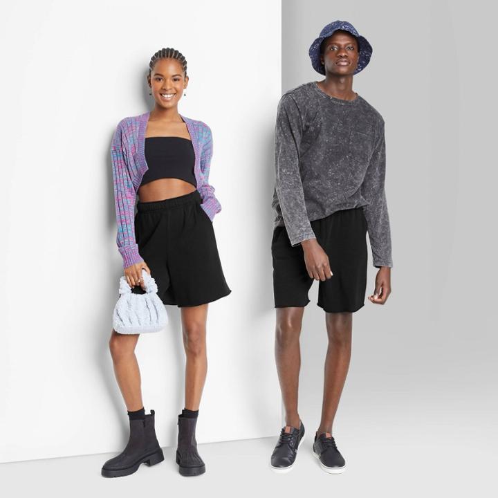 High-rise Fleece Bermuda Shorts - Wild Fable Black