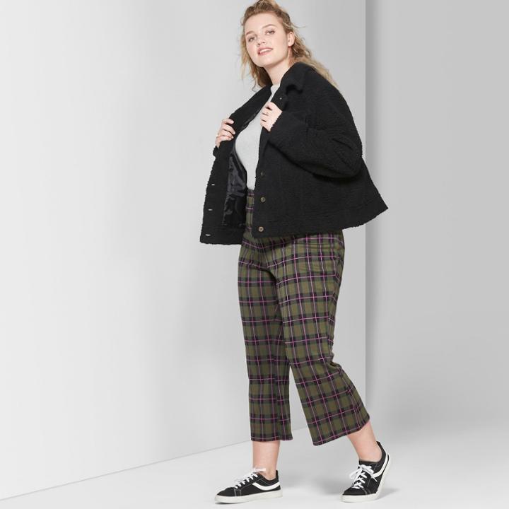 Women's Plus Size Fuzzy Trucker Jacket - Wild Fable Black