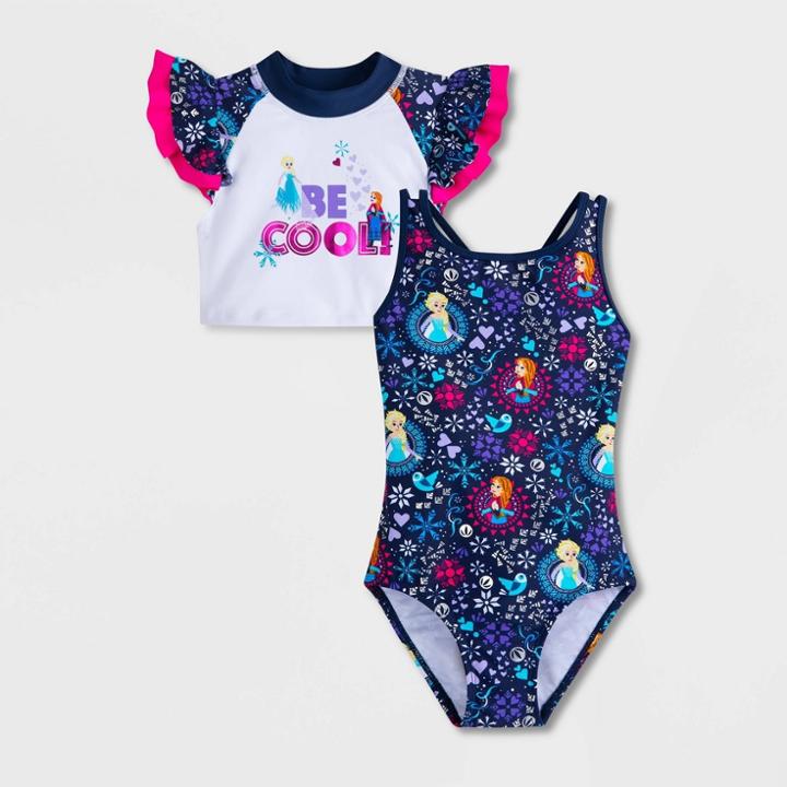 Girls' Disney Frozen 2 One Piece Swimsuit Sets - Blue