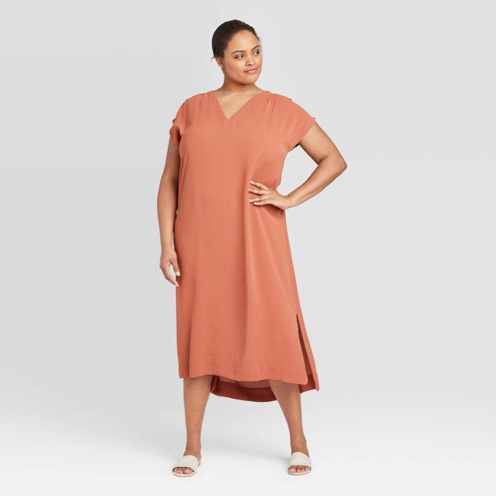 Women's Plus Size Short Sleeve Dress - Prologue Brown 1x, Women's,