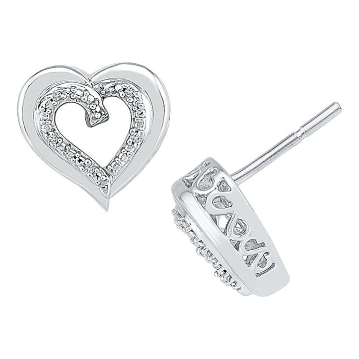 Target 0.03 Ct. T.w. Round White Diamond Prong Set Heart Earring In Sterling Silver (ij-i2-i3), Girl's