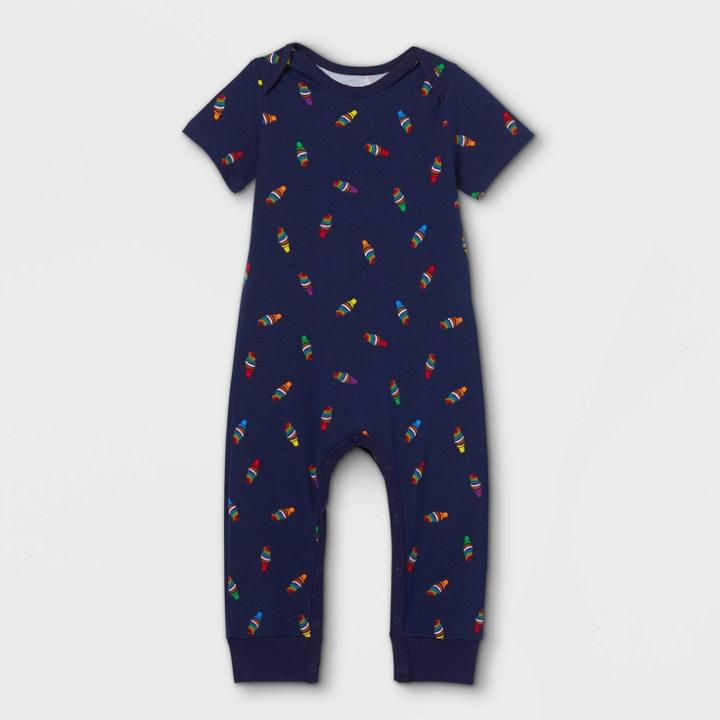 Ev Lgbt Pride Pride Gender Inclusive Ice Cream Print Baby Romper - Navy 0-3m, Ivory/white/blue