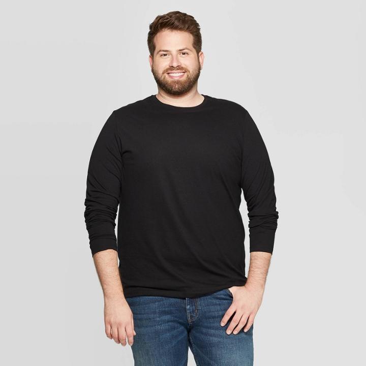 Men's Tall Standard Fit Long Sleeve Lyndale T-shirt - Goodfellow & Co Black