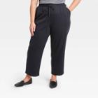 Women's Plus Size Pinstripe High-rise Ankle Length Knit Pants - A New Day Navy