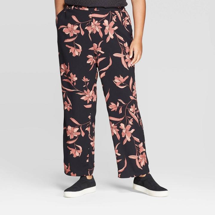 Women's Plus Size Mid-rise Straight Fit Pants - Ava & Viv Black