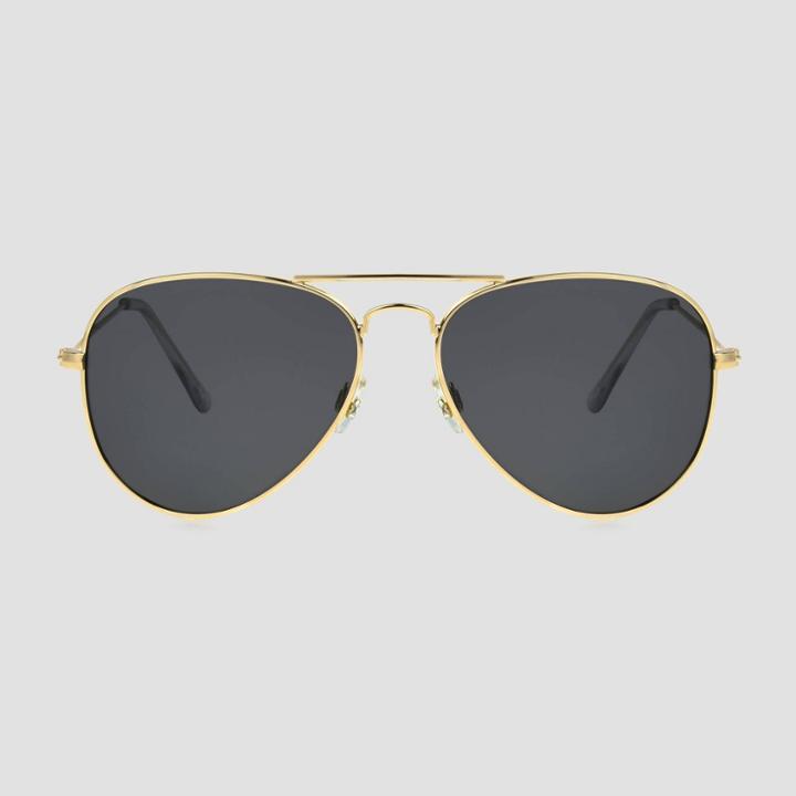 Men's Aviator Metal Sunglasses - Goodfellow & Co Gold, Gold/grey