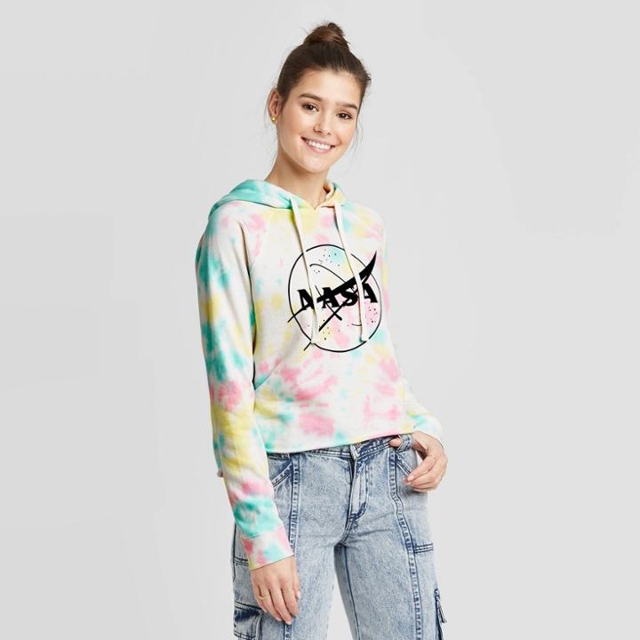 Women's Nasa Tie Dye Cropped Hoodie Sweatshirt (juniors') - Xs, Women's, Gray