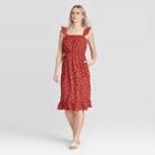 Women's Floral Print Flutter Sleeveless Dress - Who What Wear Red