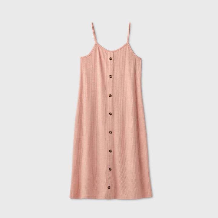 Girls' Button-front Tank Dress - Art Class Coral