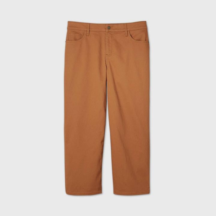 Women's Plus Size Wide Leg Ankle Length Chino Pants - Ava & Viv Orange