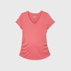 Maternity Short Sleeve V-neck Side Shirred T-shirt - Isabel Maternity By Ingrid & Isabel Rose