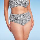 Women's Neutral Leopard Print High Waist High Coverage Bikini Bottom - Kona Sol Cream X, Ivory