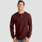 Hanes Men's Long Sleeve Beefy Henley Shirt - Berry (pink)