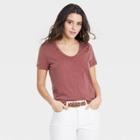 Women's Short Sleeve Scoop Neck T-shirt - Universal Thread Burgundy