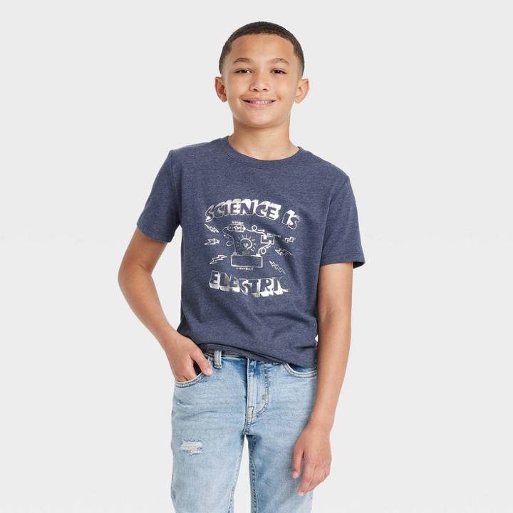 Boys' 'science Is Electric' Short Sleeve Graphic T-shirt - Cat & Jack Navy