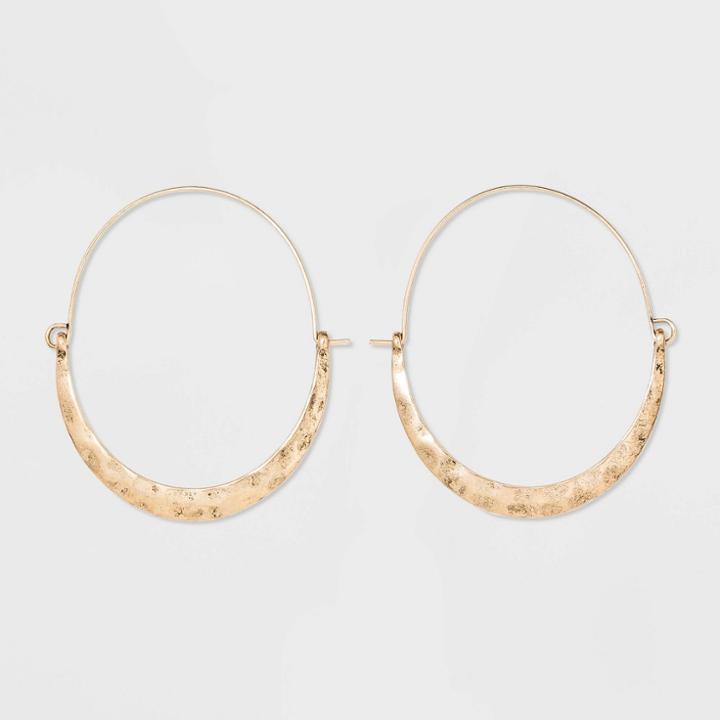 Hammered And Wire Crescent Hoop Earrings - Universal Thread Gold