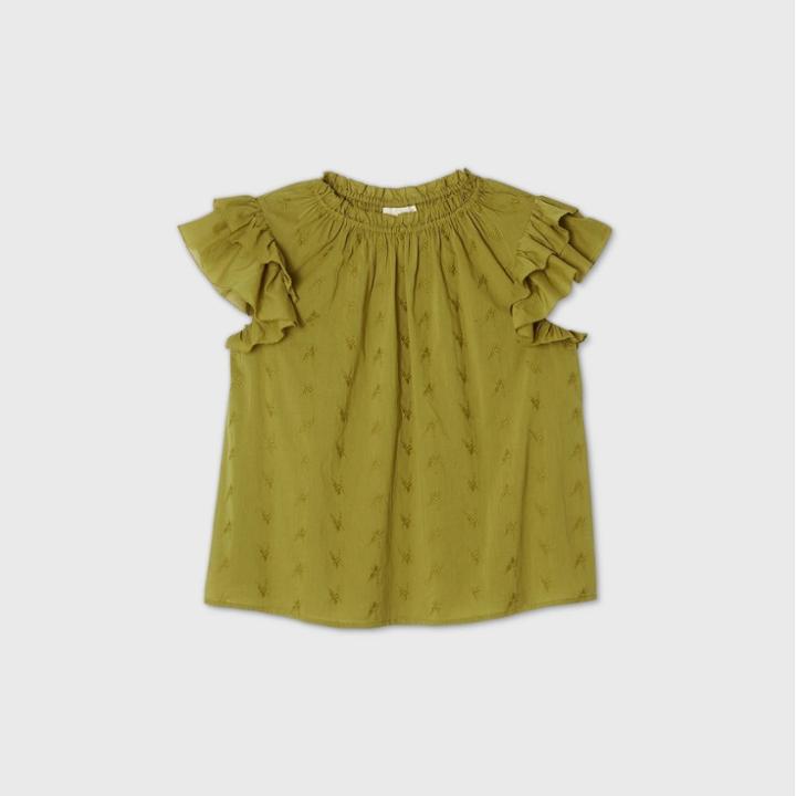 Women's Plus Size Floral Short Sleeve Embroidered Top - Universal Thread Green
