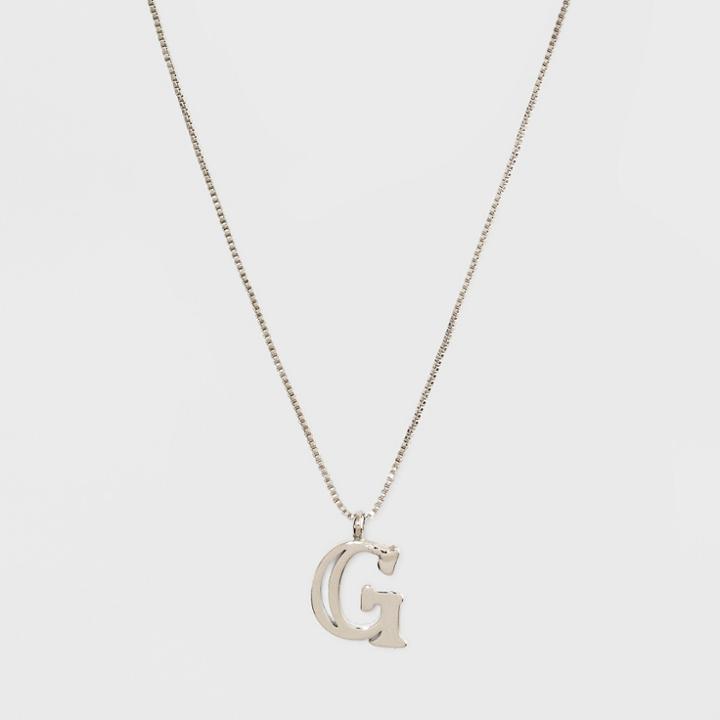 Silver Plated Initial G Pendant Necklace - A New Day Silver,