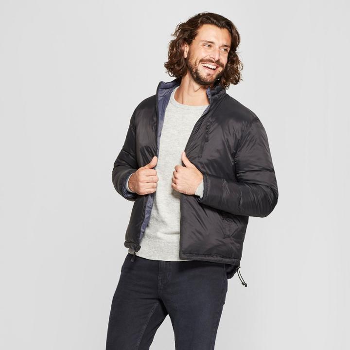 Men's Matte Unquilted Puffer Jacket - Goodfellow & Co Black