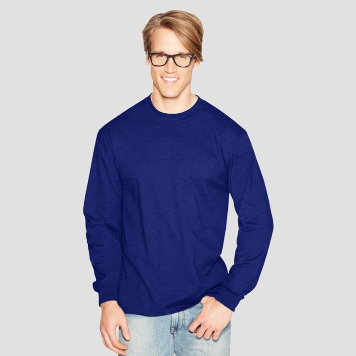 Hanes Men's Long Sleeve Beefy T-shirt - Deep Blue