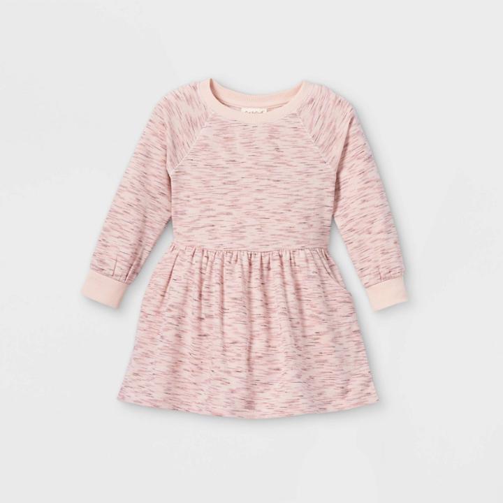 Toddler Girls' Textured Long Sleeve Dress - Cat & Jack Pink