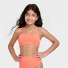 Girls' Dynamic Bandeau Bralette Swimsuit Top - Art Class Peach Orange