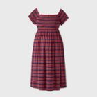Maternity Striped Short Sleeve Smocked Dress - Isabel Maternity By Ingrid & Isabel Navy Xs, Women's, Blue