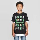 Boys' Minecraft Creeper Sprite Nite Stalkers Short Sleeve T-shirt - Black/white