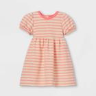 Toddler Girls' Striped Puff Sleeve Dress - Cat & Jack Pink