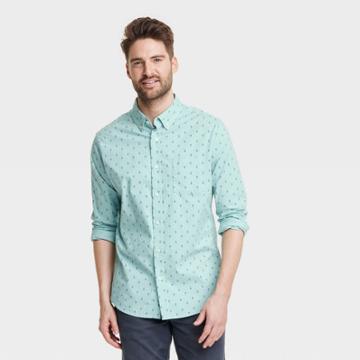 Men's Every Wear Long Sleeve Button-down Shirt - Goodfellow & Co Aqua Green