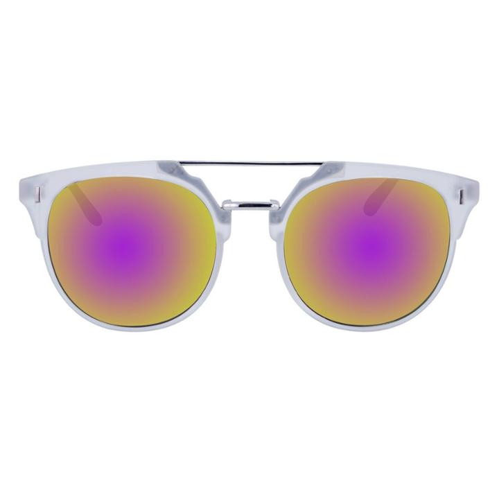 Target Women's Plastic Metal Combo Sunglasses With Purple Flash Lens - Matte Crystal Clear