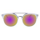 Target Women's Plastic Metal Combo Sunglasses With Purple Flash Lens - Matte Crystal Clear