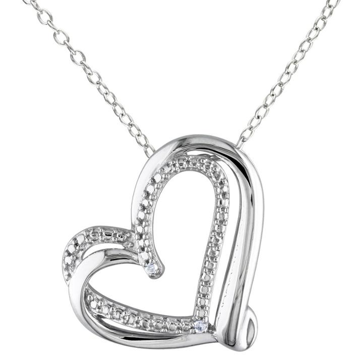 No Brand Women's Heart Pendant Necklace In Sterling Silver - Silver,