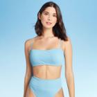 Women's Ribbed Bandeau Bikini Top - Shade & Shore Light Blue