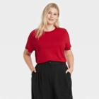 Women's Plus Size Short Sleeve T-shirt - A New Day Red