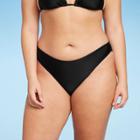 Women's Scoop Front High Leg Cheeky Bikini Bottom - Wild Fable Black